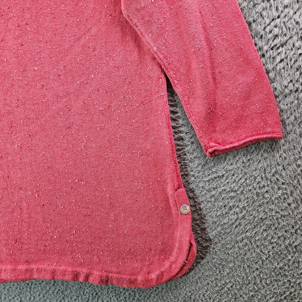 J Jill Tunic Top Tee Women Medium Stretch V-Neck 3/4 Sleeve Red‎ Punch Preppy - Picture 2 of 11
